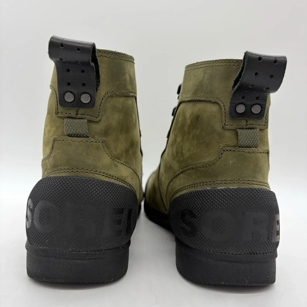 Sorel Mens 10 Boots Ankeny Mid Ankle Hiker Army Green NM2100-383 Waterproof